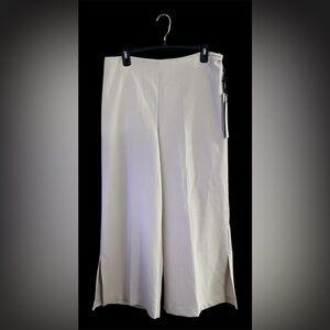 Nicole Miller Cream Crop Wide Leg Pants Office Holiday Minimalist Chic